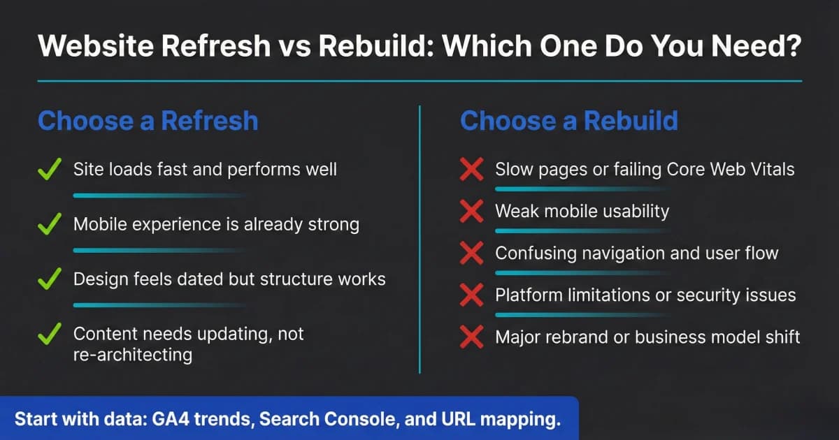 Website Redesign Checklist: Refresh or Rebuild in 2026