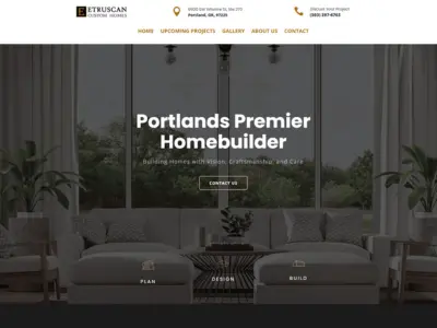 Screenshot of Etruscan Custom Homes website