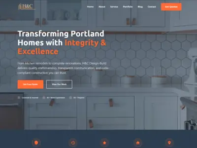 Screenshot of HC Design Build website