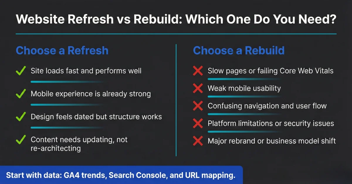 Website Redesign Checklist: Refresh or Rebuild in 2026